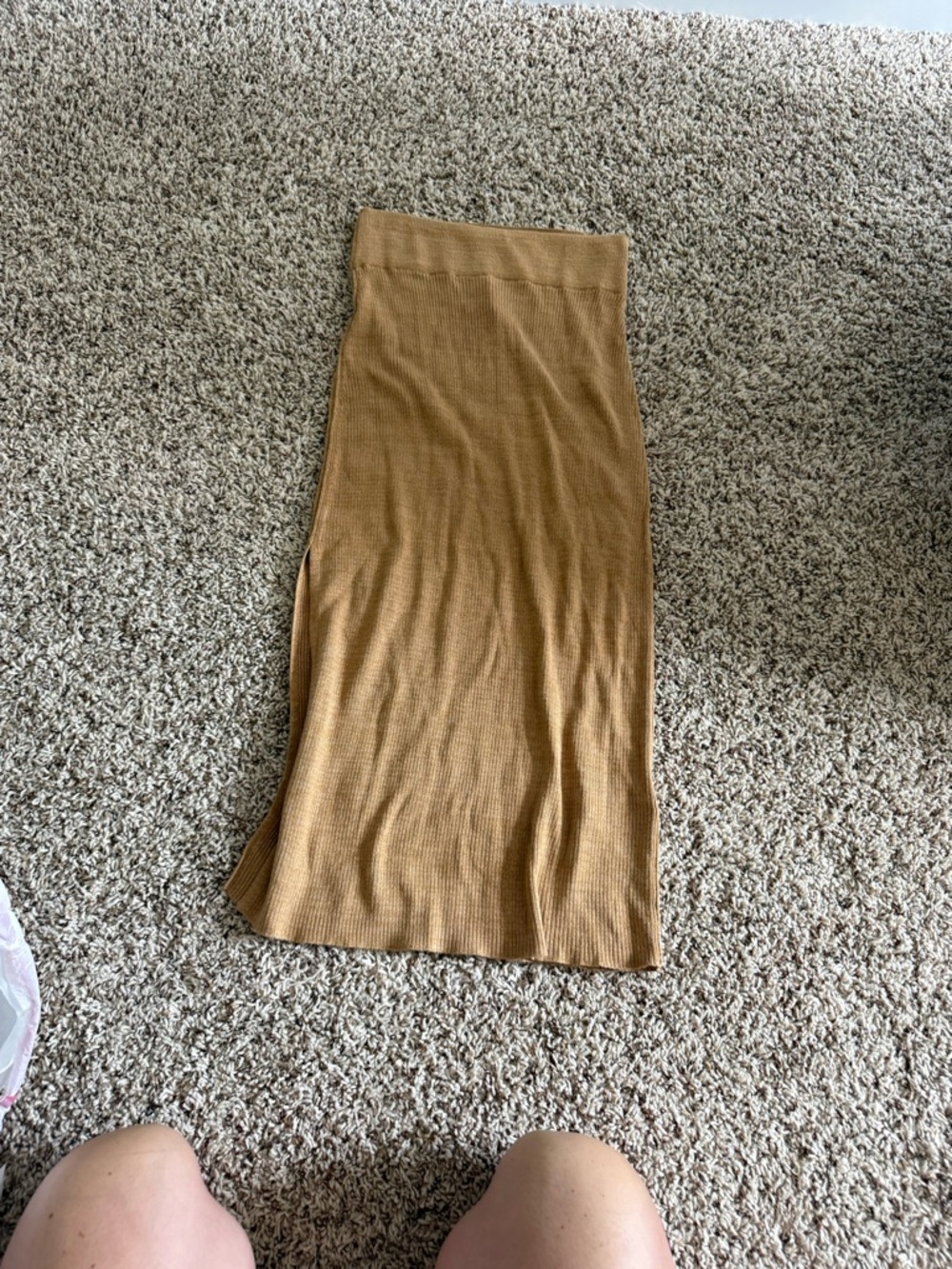 Free People Ribbed Midi Skirt - Camel